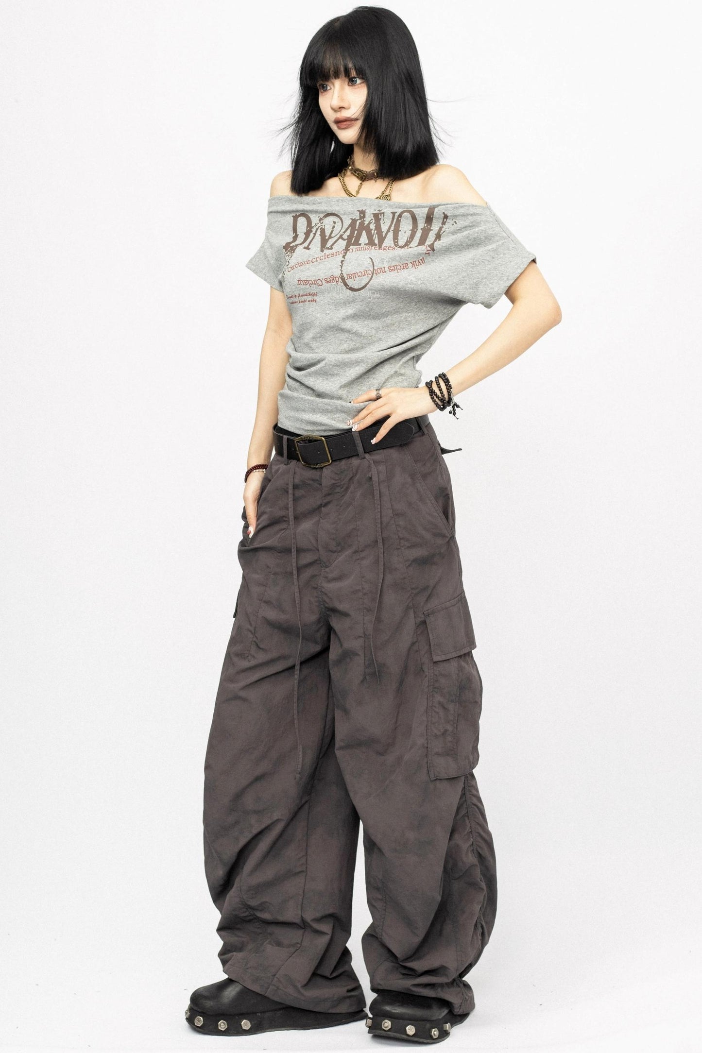 Summer Shoulder Letters T-Shirt