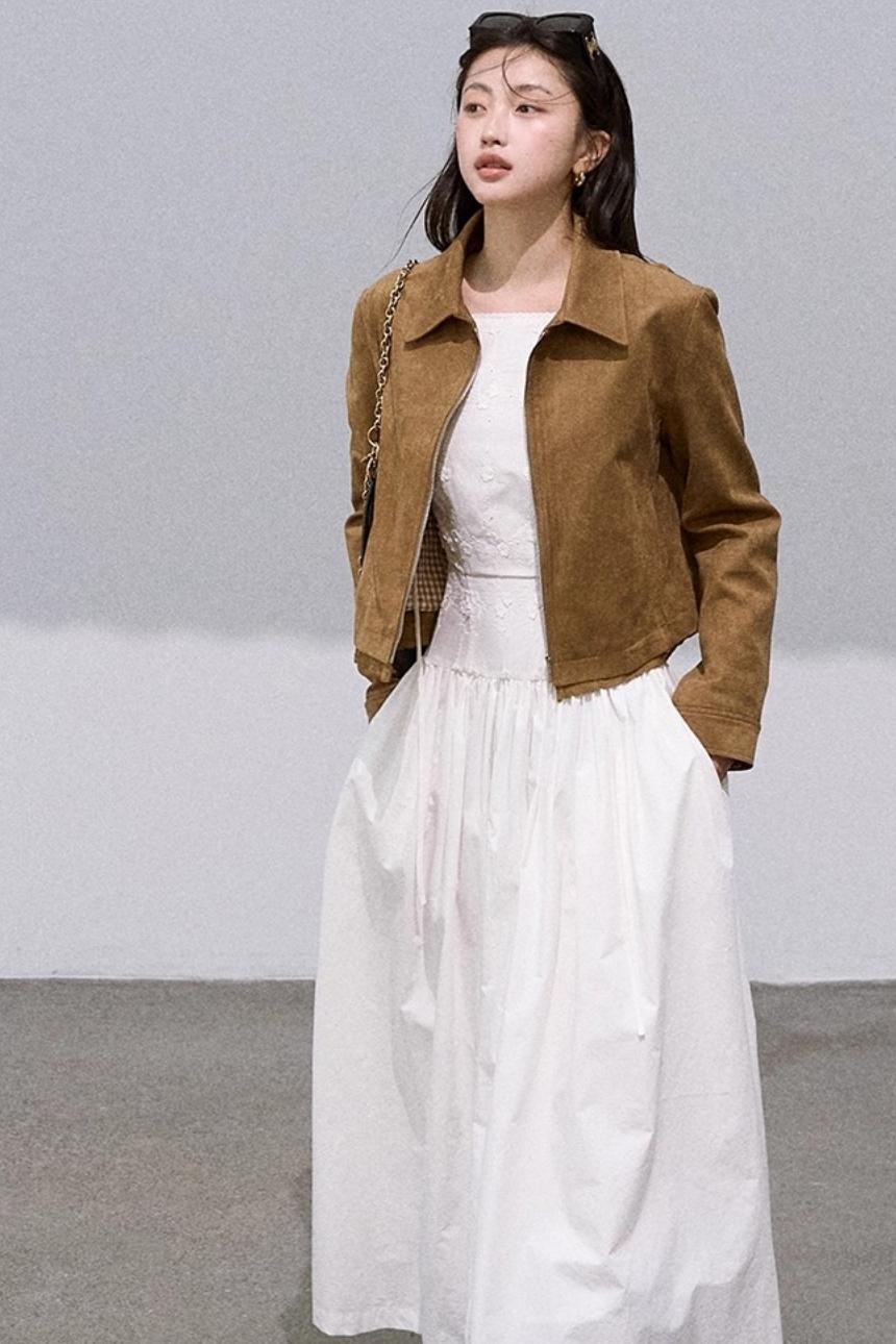 Three-Dimensional White Slip Dress