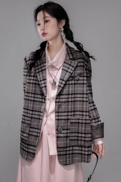 Gray Patchwork Tweed Jacket