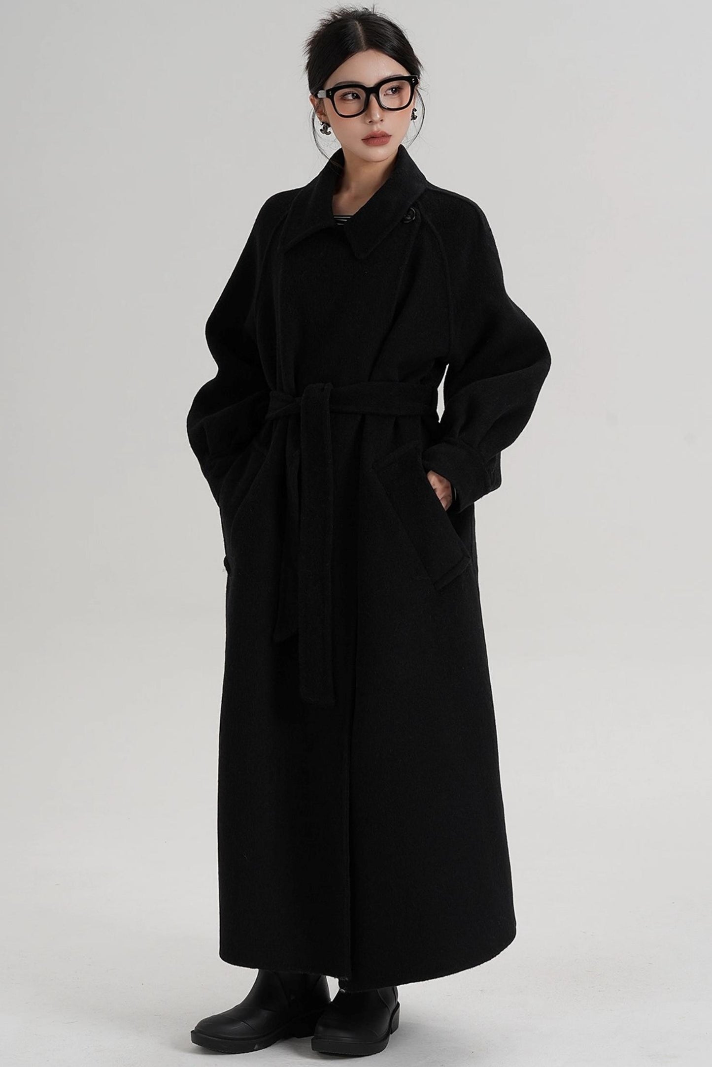 Temperament Back Slit Wool Coat