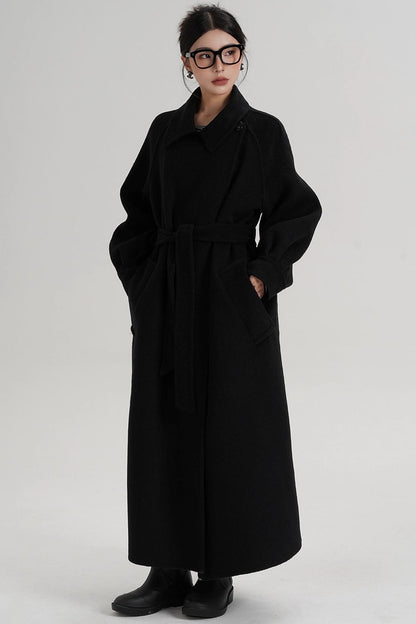 Temperament Back Slit Wool Coat
