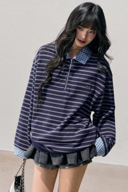 American Striped Polo Top