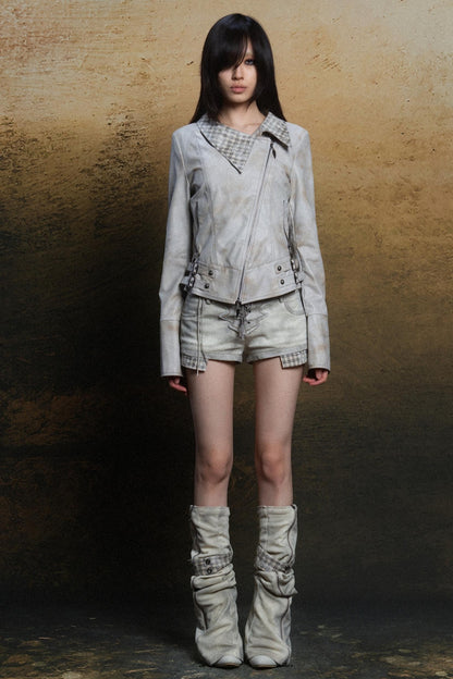 Short Length Vintage Leather Jacket