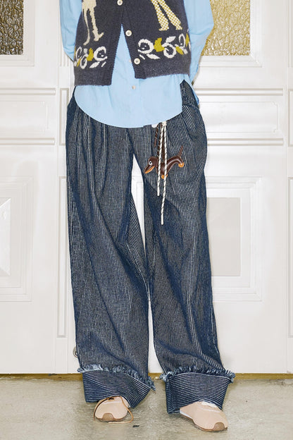 RETRO CORDUROY STRAIGHT-LEG LOOSE FIT PANTS