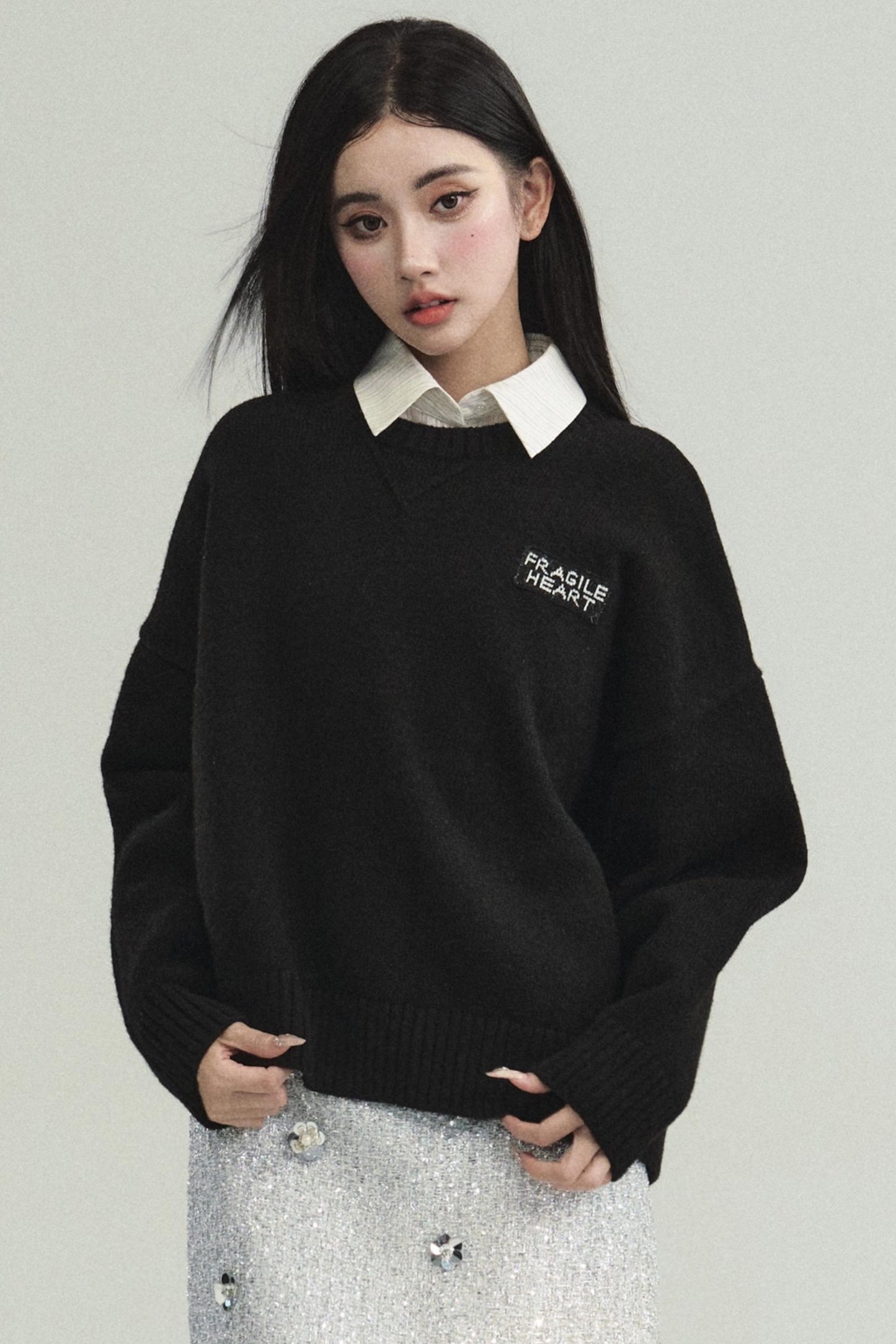 Fragileheart fragile store - Falling Star High School Koreanisch faul Atmosphäre Pullover lose geschichteten Top