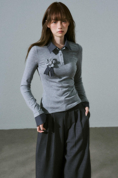 Quiet Plaid Long-sleeved Shirt