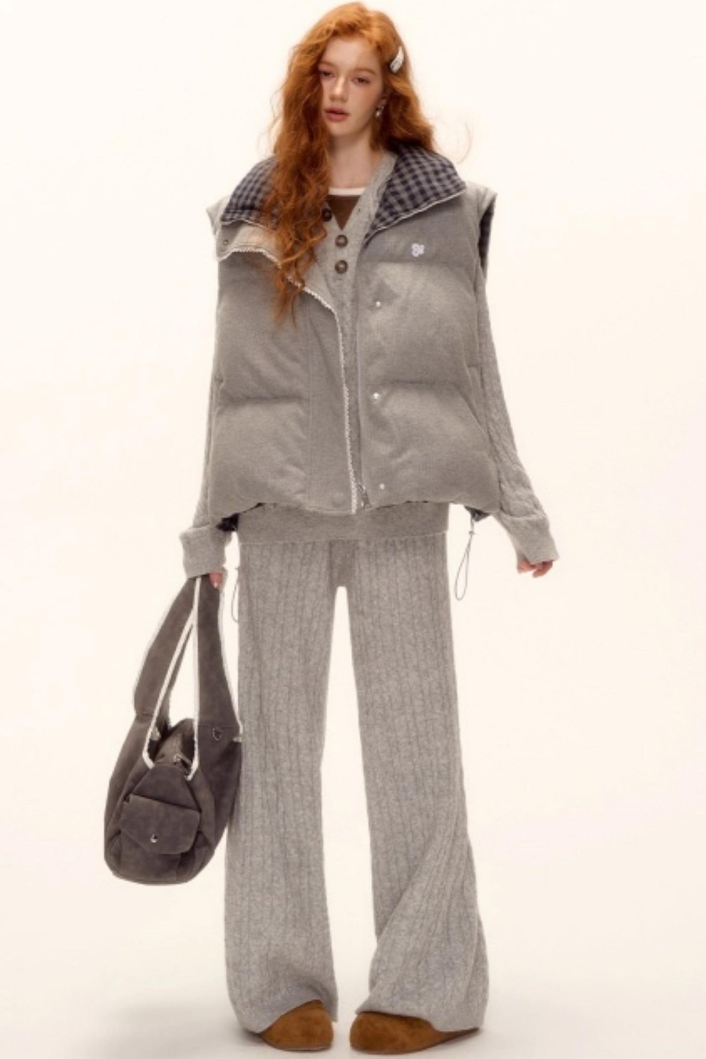 Reversible Plaid Lace Vest