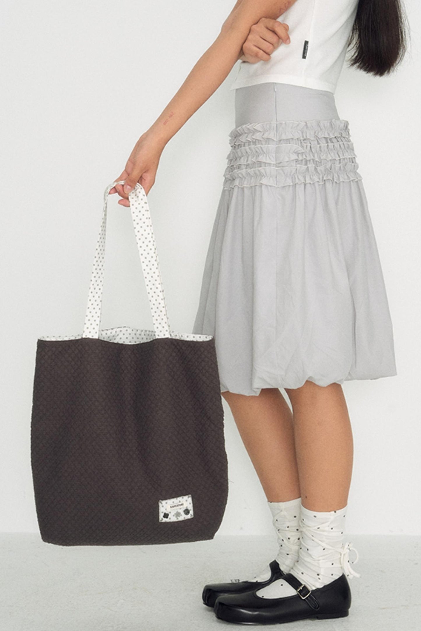 Vintage Polka Dot Canvas Shoulder Bag