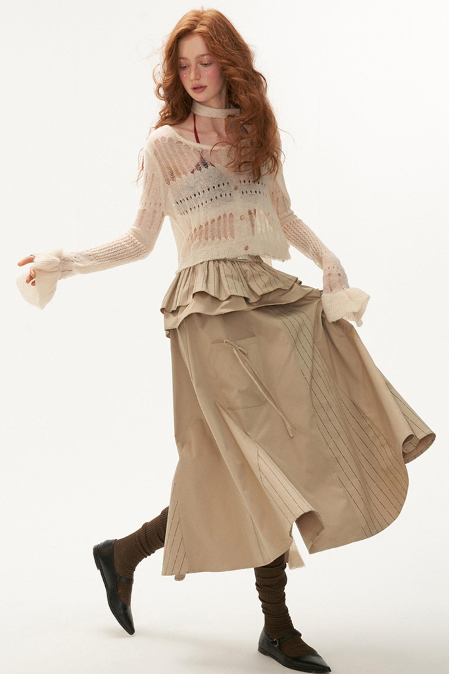 Wide-Neck Knit Cardigan