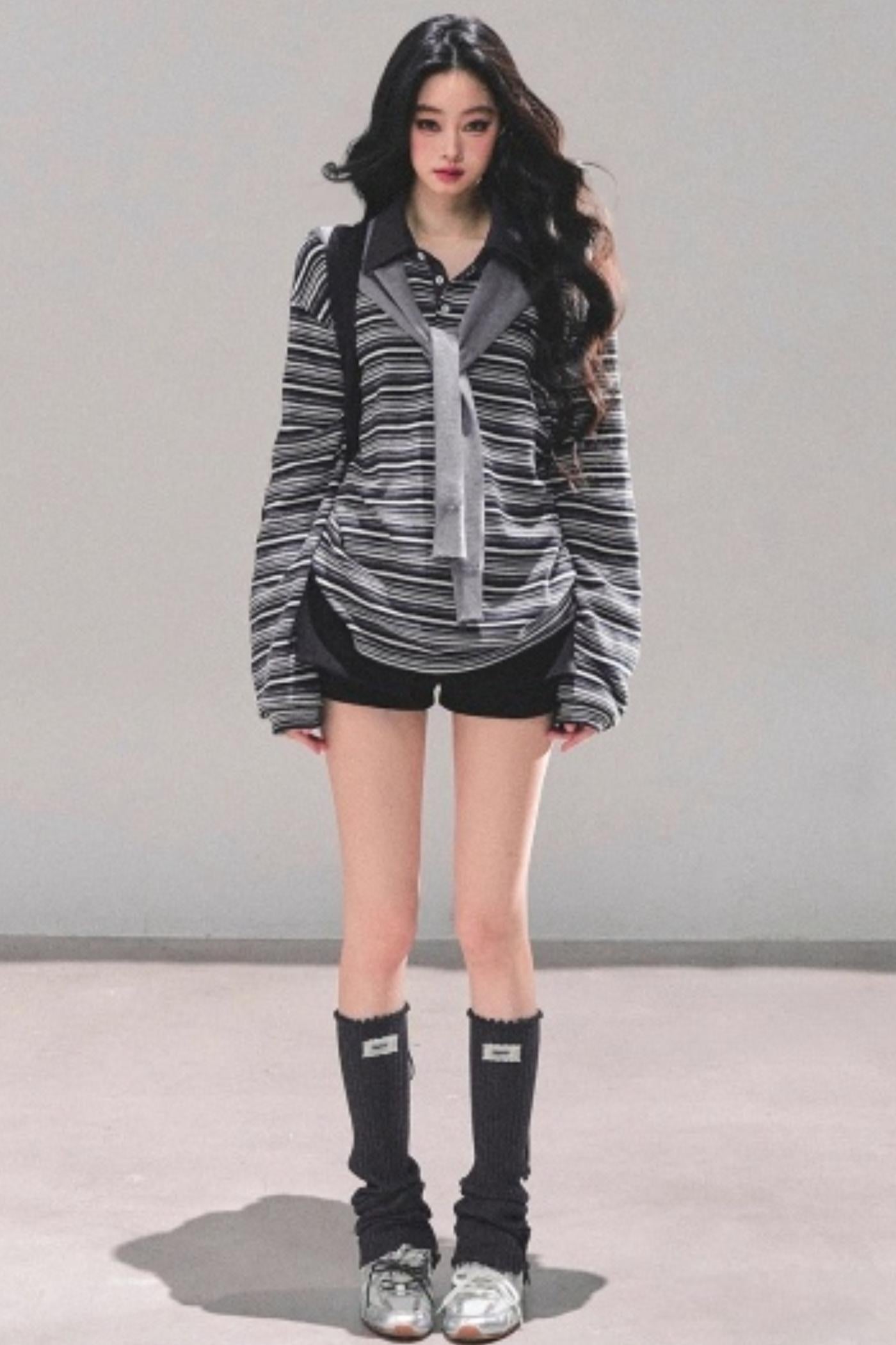 American Polo Neck Striped Top