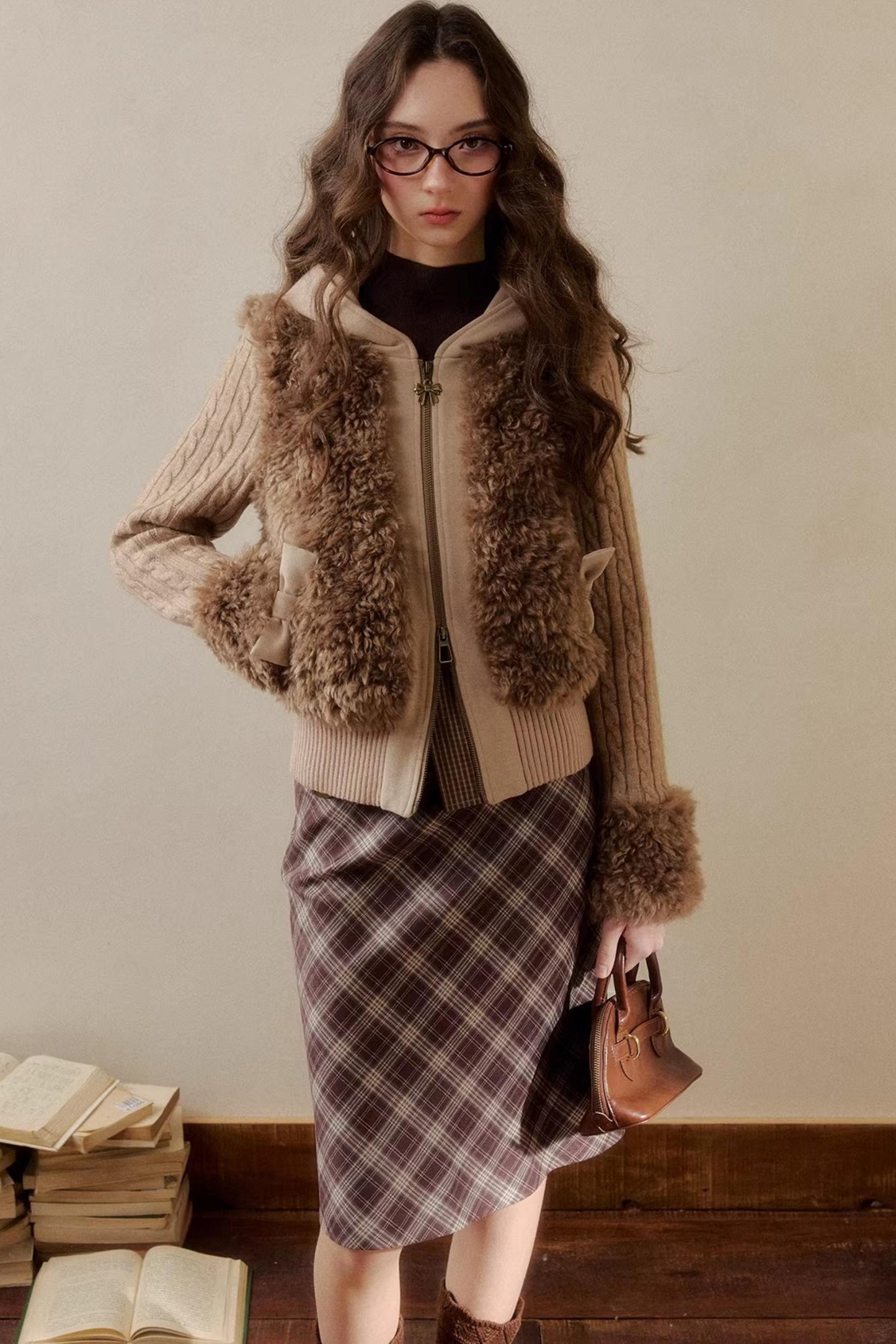 Eco-Friendly Fur Patchwork Jacket