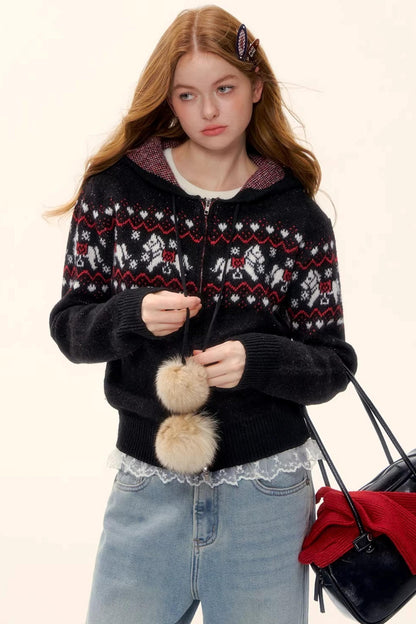 Wool Blend Fair Isle Jacket Set-Up