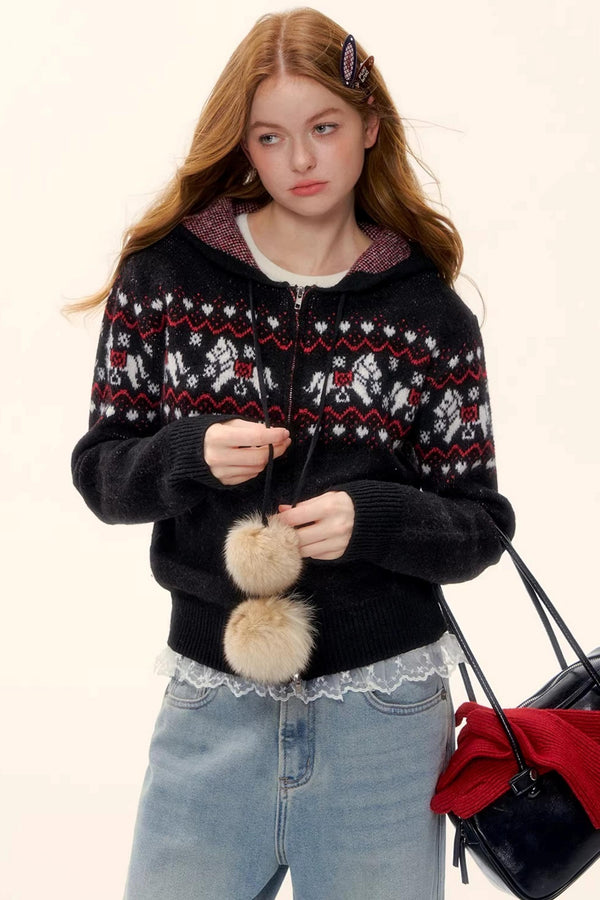 Wool Blend Fair Isle Jacket Set-Up