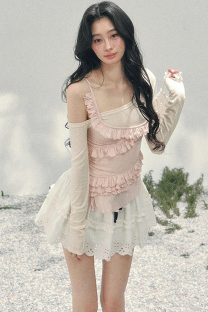 Frosty Unregelmäßiges Schulterfreies-Top