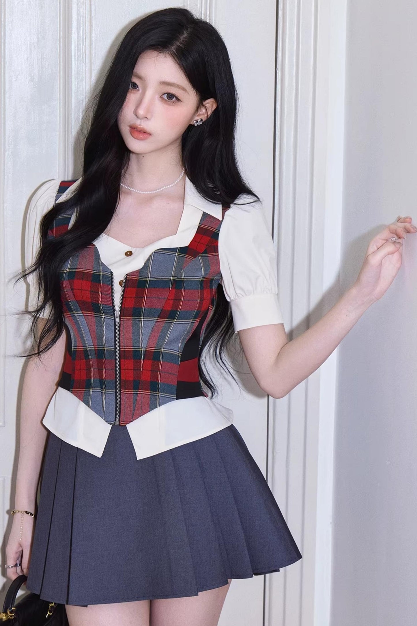 Plaid Two-Piece Shirt Top