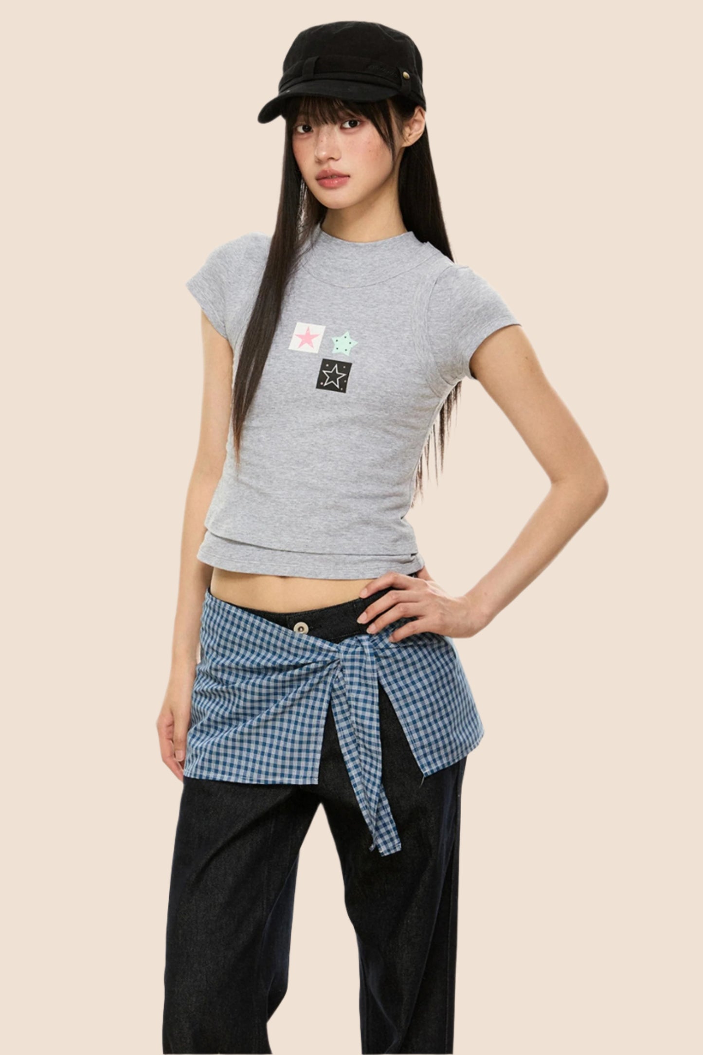 Slim Gray Square Crop Tee