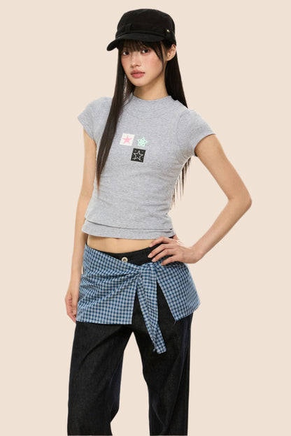 Slim Gray Square Crop Tee