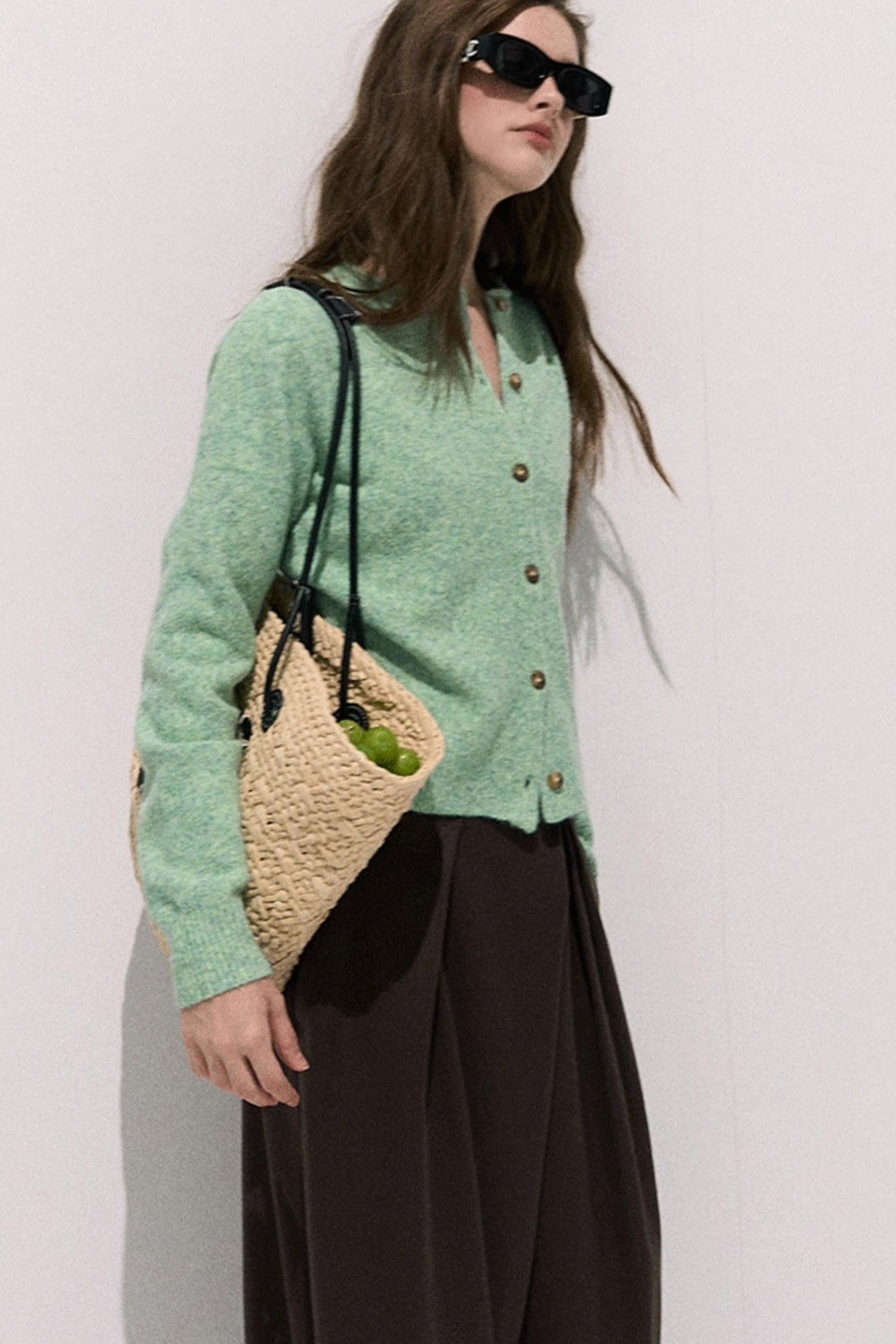 Vintage Crewneck Wool Knit Cardigan