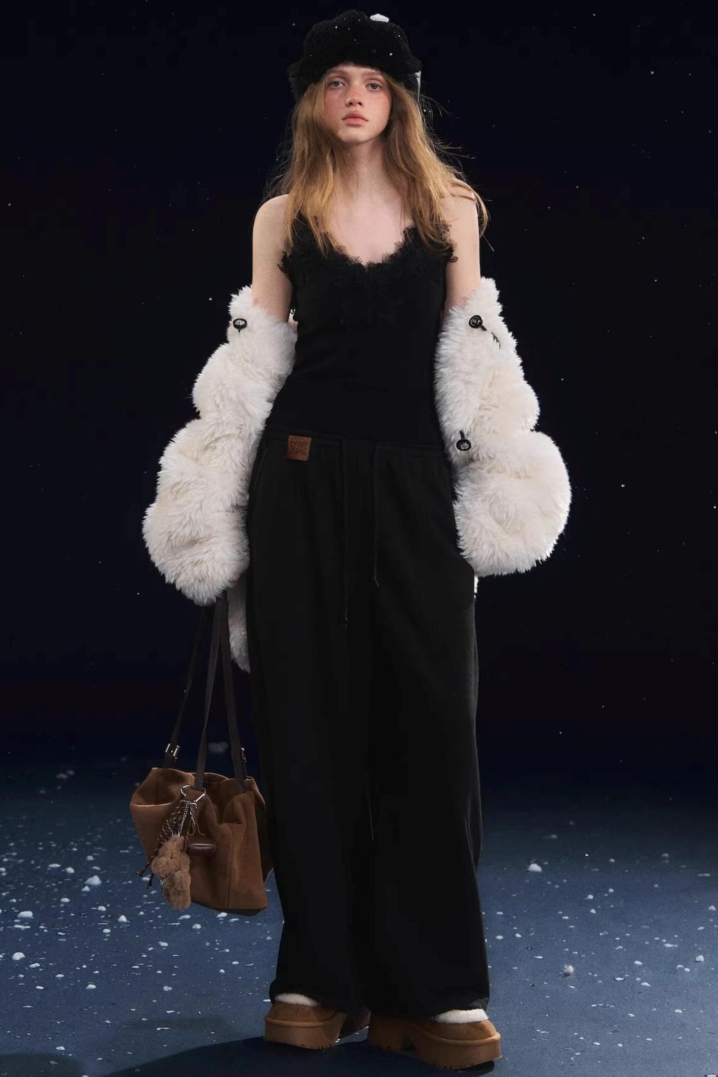 Soft Velvet Texture Lace Camisole