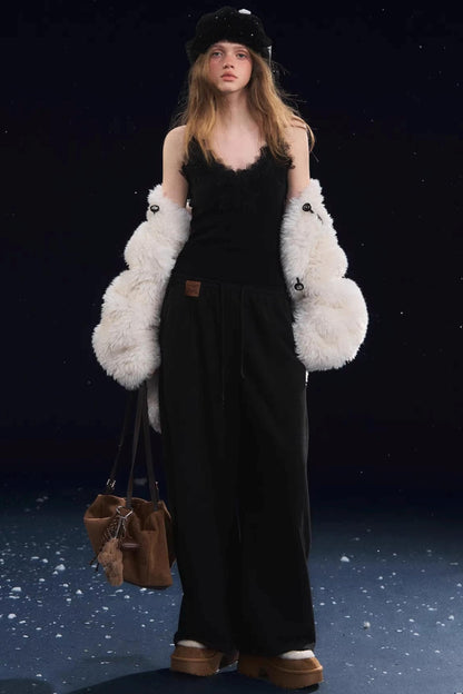 Soft Velvet Texture Lace Camisole