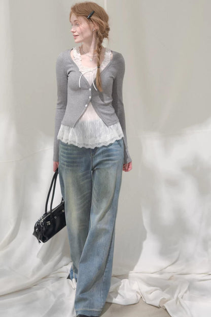 Flower Melody Lace Knit Cardigan