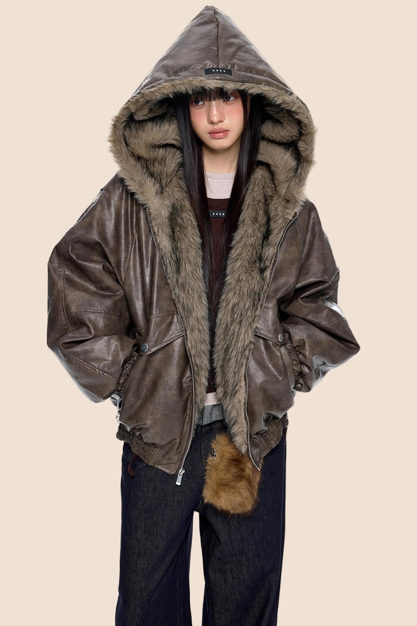 Vintage Fur Hooded Jacket