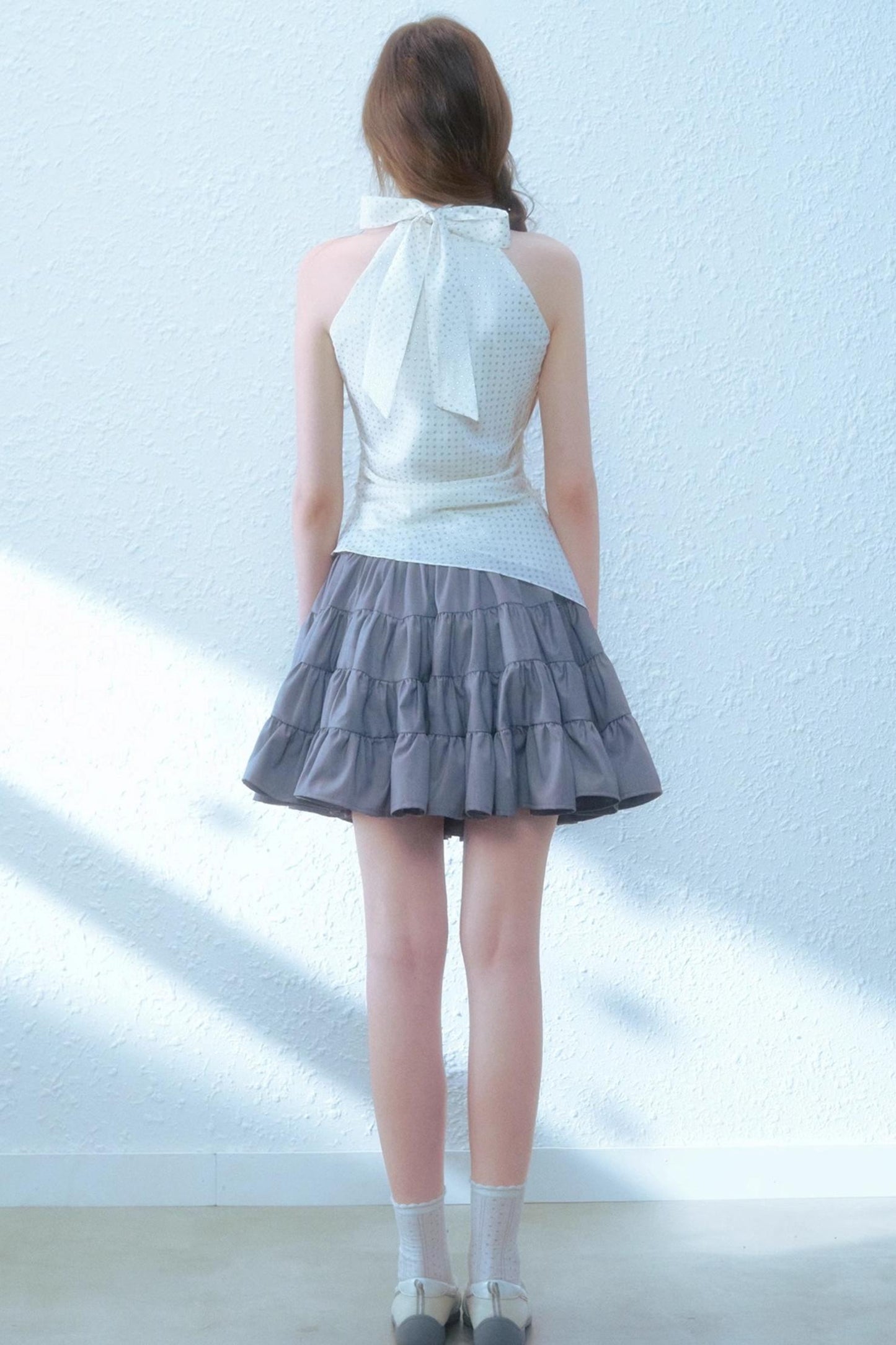 Beige Blue Swing Top