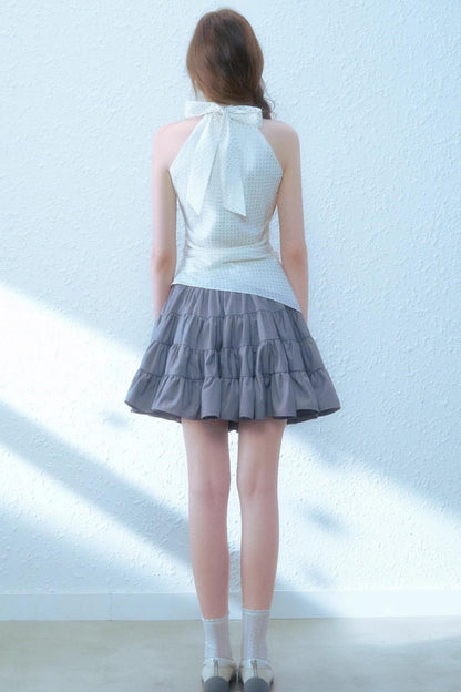 Beige Blue Swing Top