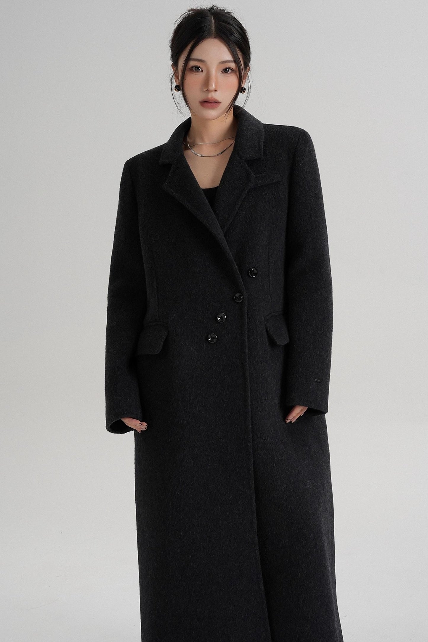 Reversible Long Shoulder Wool Coat