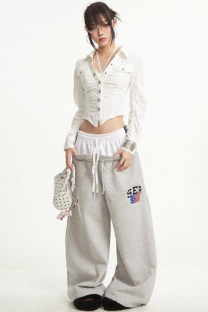 Apricot Rhinestone Pleated Shirt