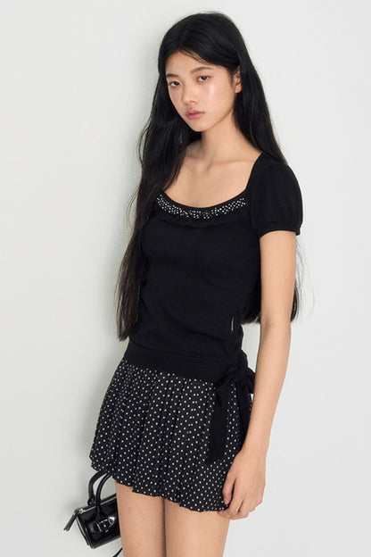 Nap Sweet Lace Tie Slim Top