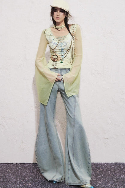 Split Sickle Pocket Heavy Jeans