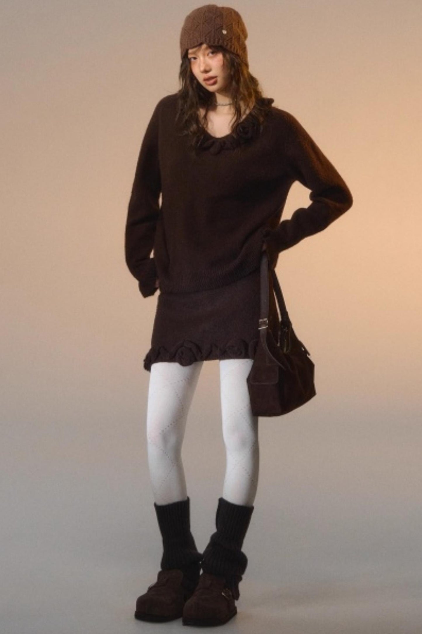 Stereo Rose Knit Sweater Set-Up