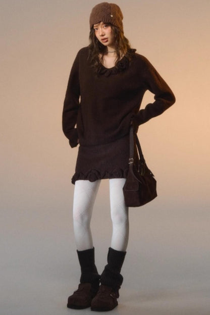 Stereo Rose Knit Sweater Set-Up