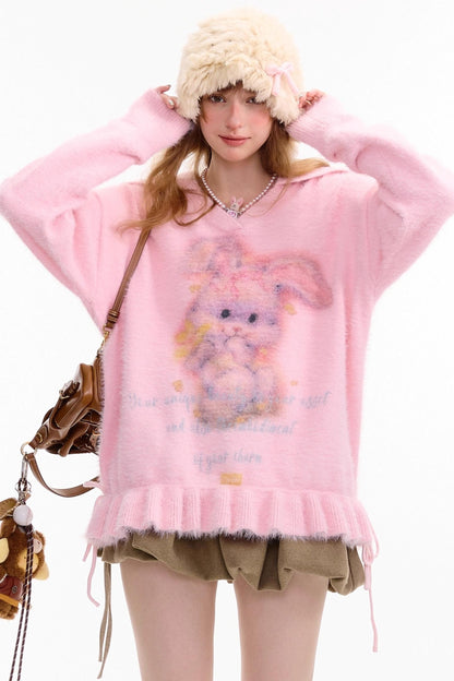 Pleated Hem Drawstring Sweater