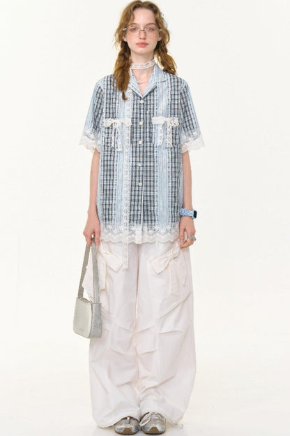 Retro White High-Waist Wide-Leg Pants