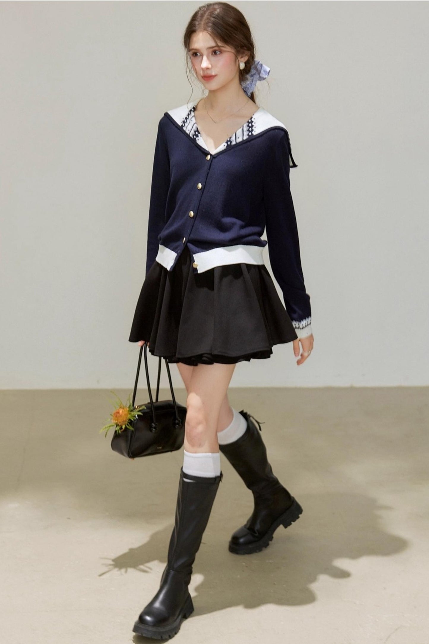 Navy Knitted Cardigan