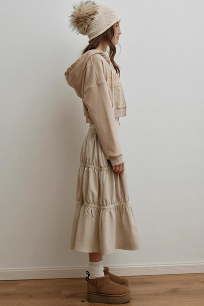 Sunset Suede Spliced Belt Umbrella Skirt