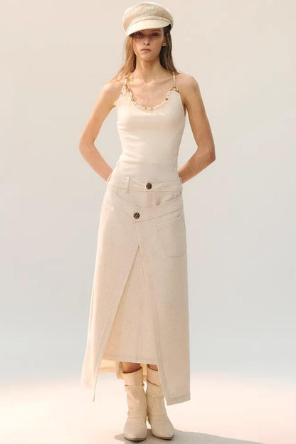 Contrasting Layered Half Skirt