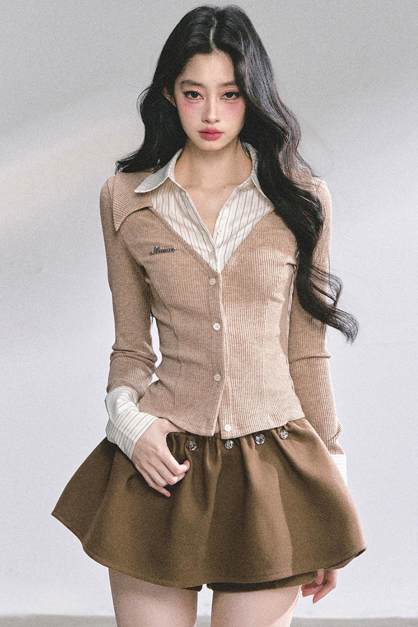 Slimming Long-Sleeved Knitted Top