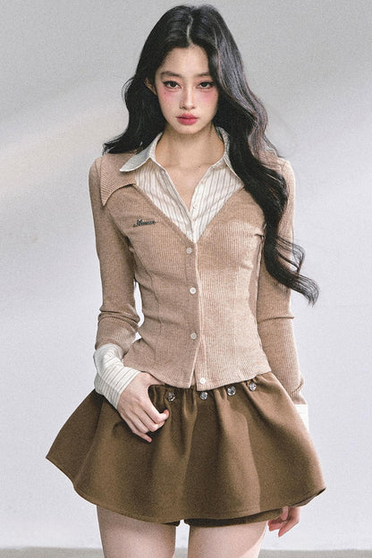 Slimming Long-Sleeved Knitted Top