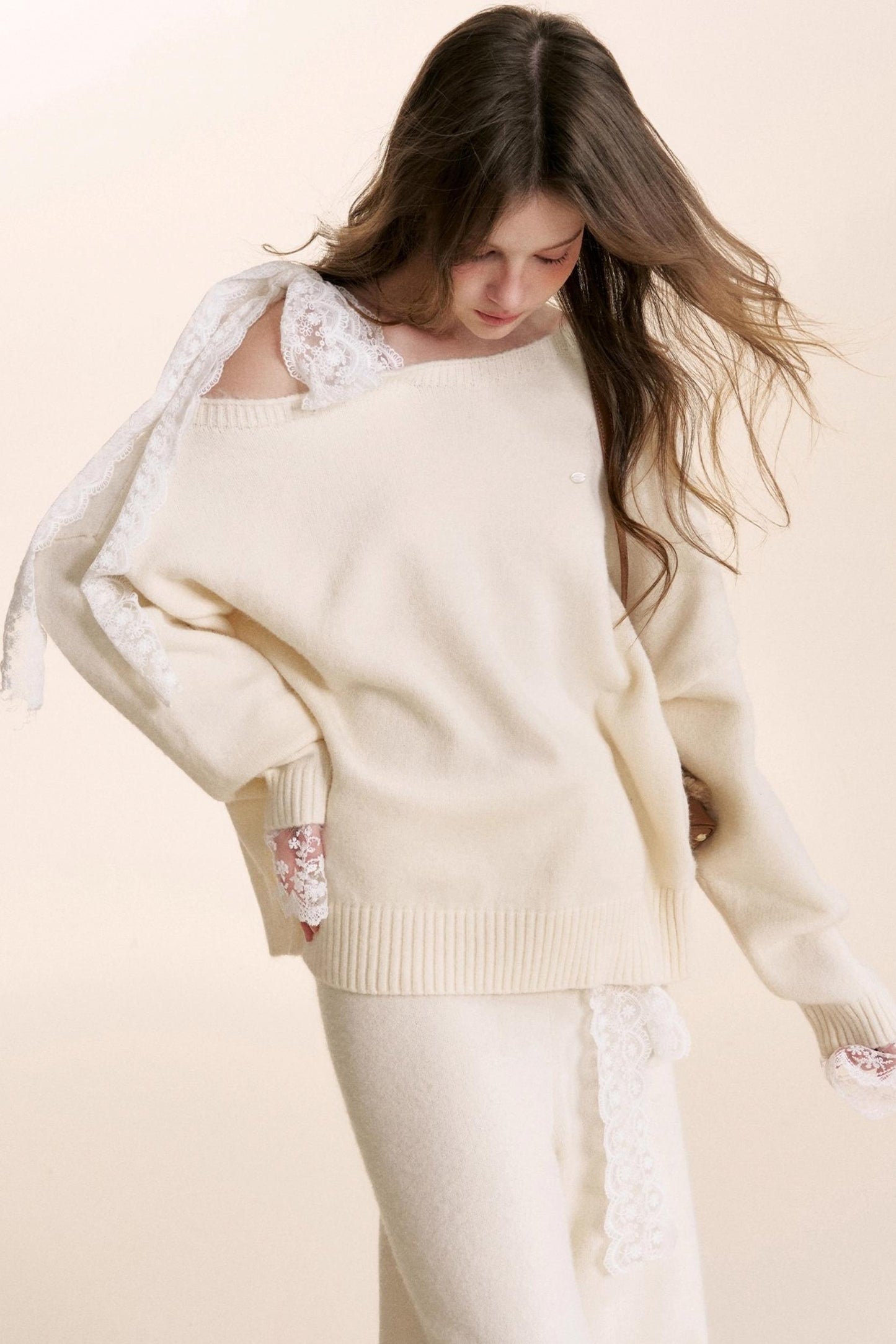 Romantic Lace Wool Sweater Set-Up