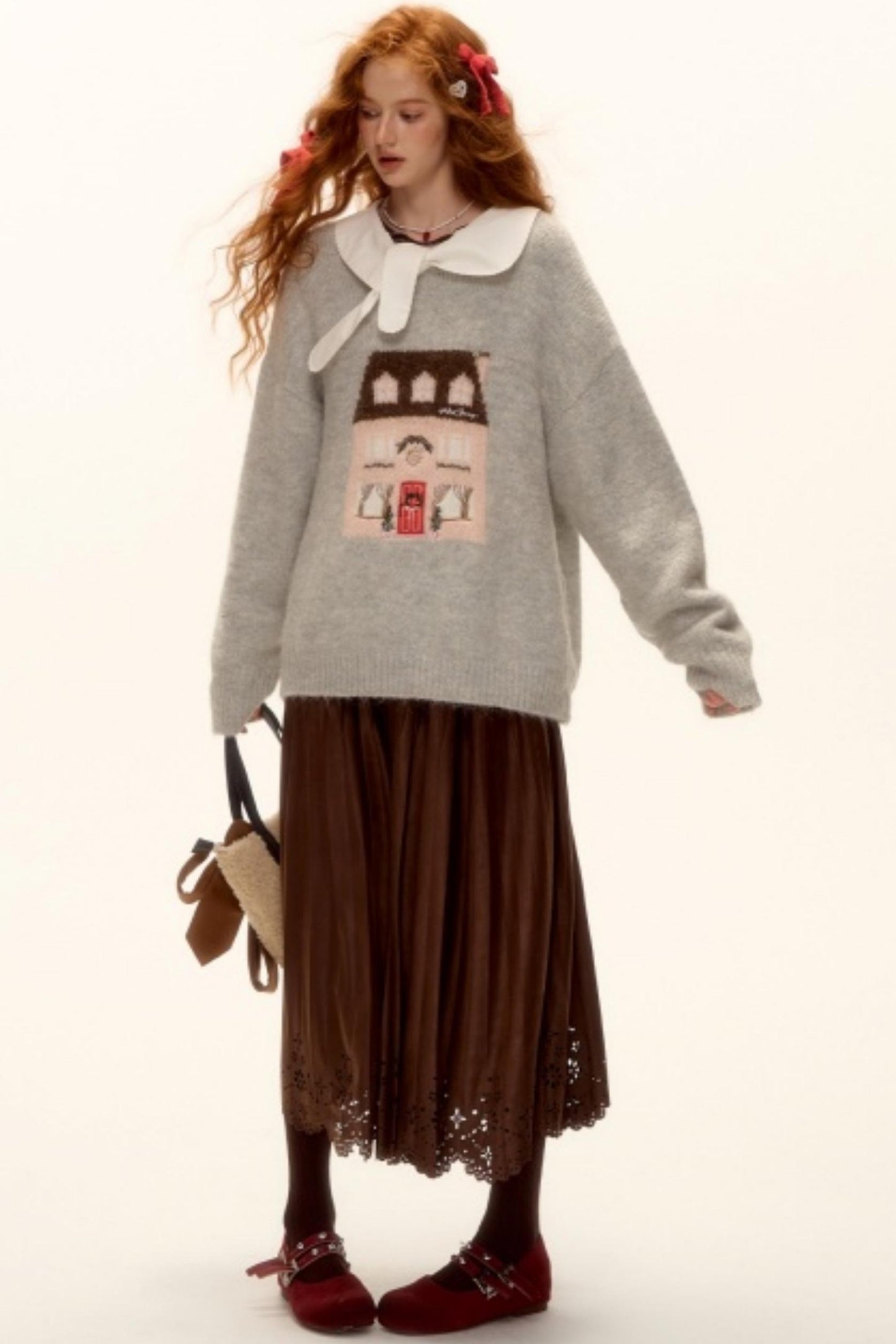 Jacquard Embroidered Wool Sweater