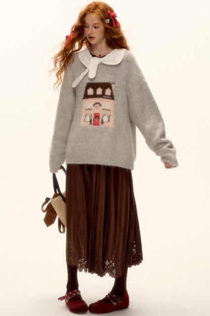 Jacquard Embroidered Wool Sweater