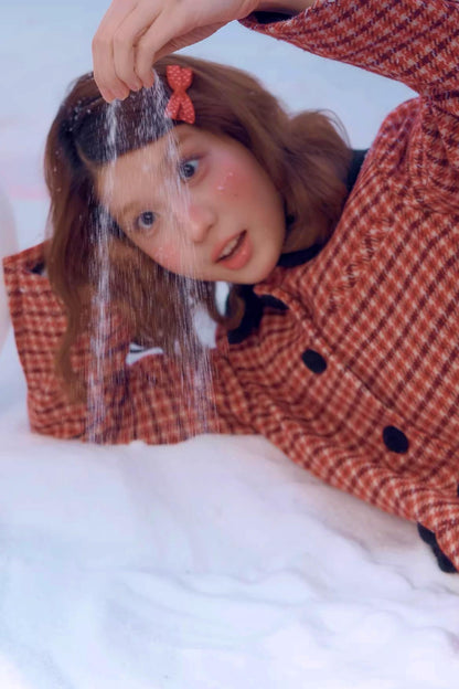 Red Plaid Woolen Coat