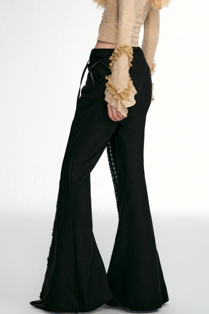 OfAkiva "Soar" chic Tencel wool-blend double-layered tassel suit trousers