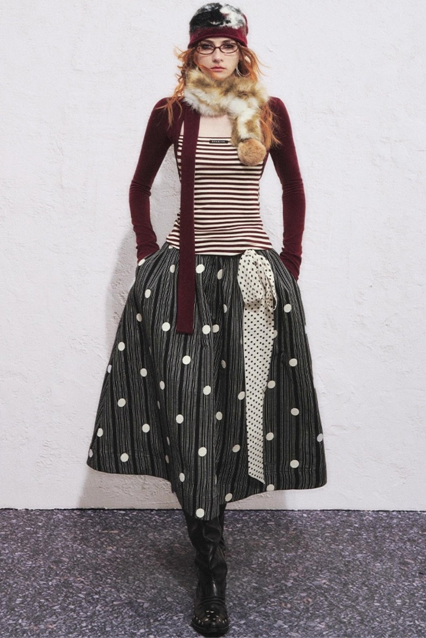 Multi-Colored Fur Ball Scarf