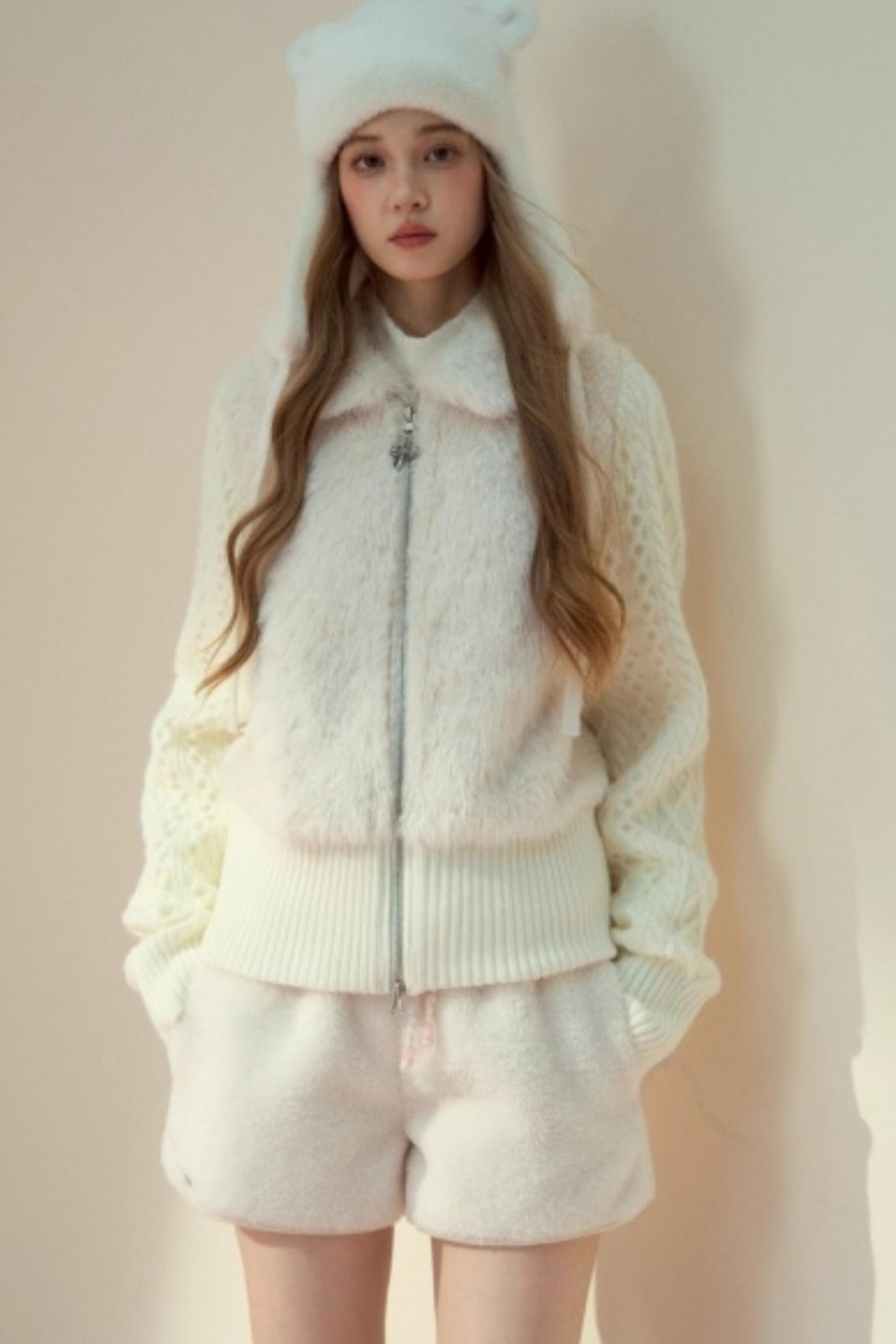 Fur Patchwork Fleece Zipper Jacket