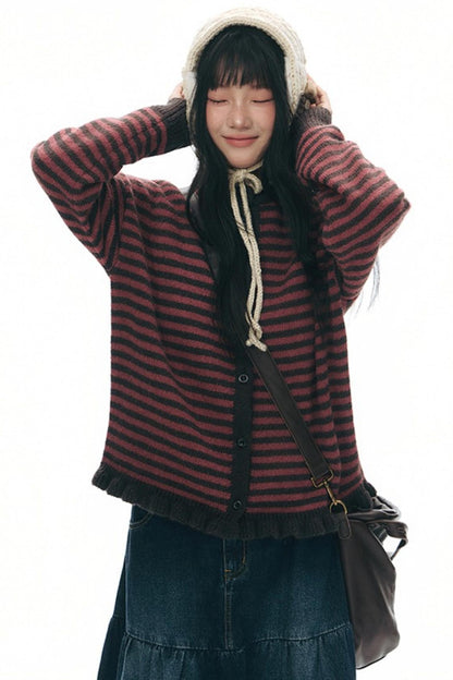 Vintage Striped Sweater Cardigan