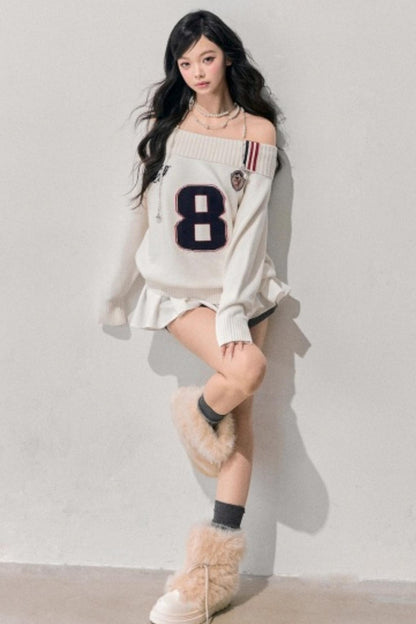 Youthful Off-Shoulder Knit Sweater